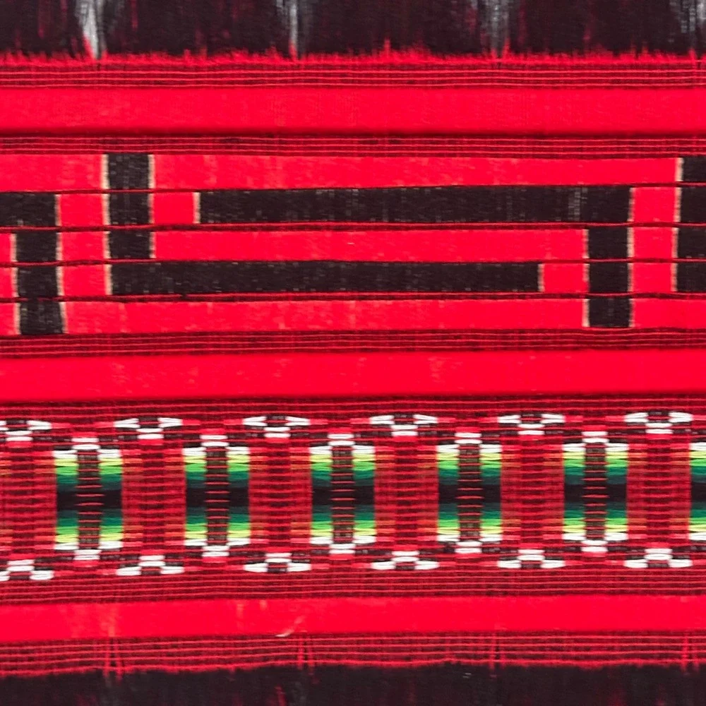 Vintage Hand Woven Peruvian Wall Hanging Motif Red Black Textile Folk Art 49x29